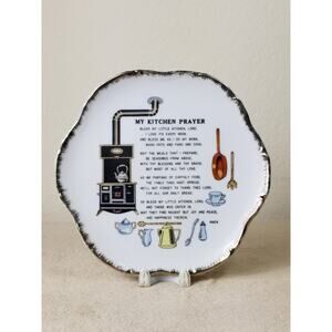 Limoges Japan My Kitchen Prayer Gold Trim Well Decoration Vintage Collectible